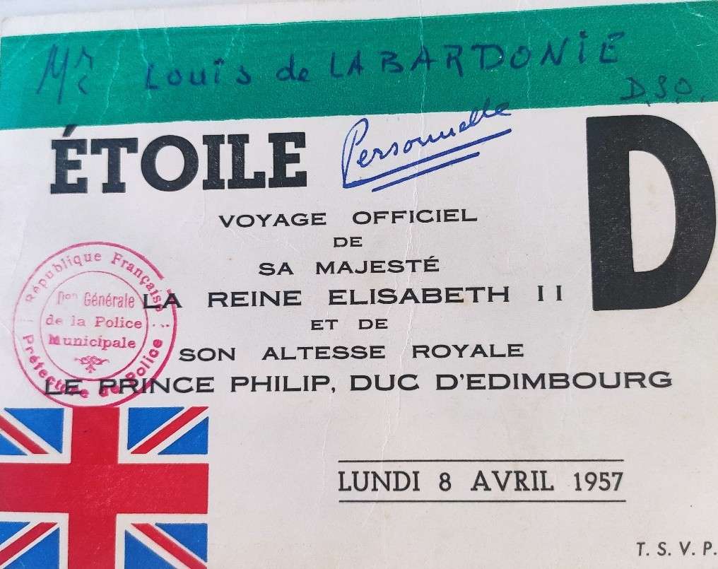 Invitation Reine Elizabeth II 1957
